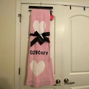 Magaschoni Pink & White Reversible Heart Cozy Throw